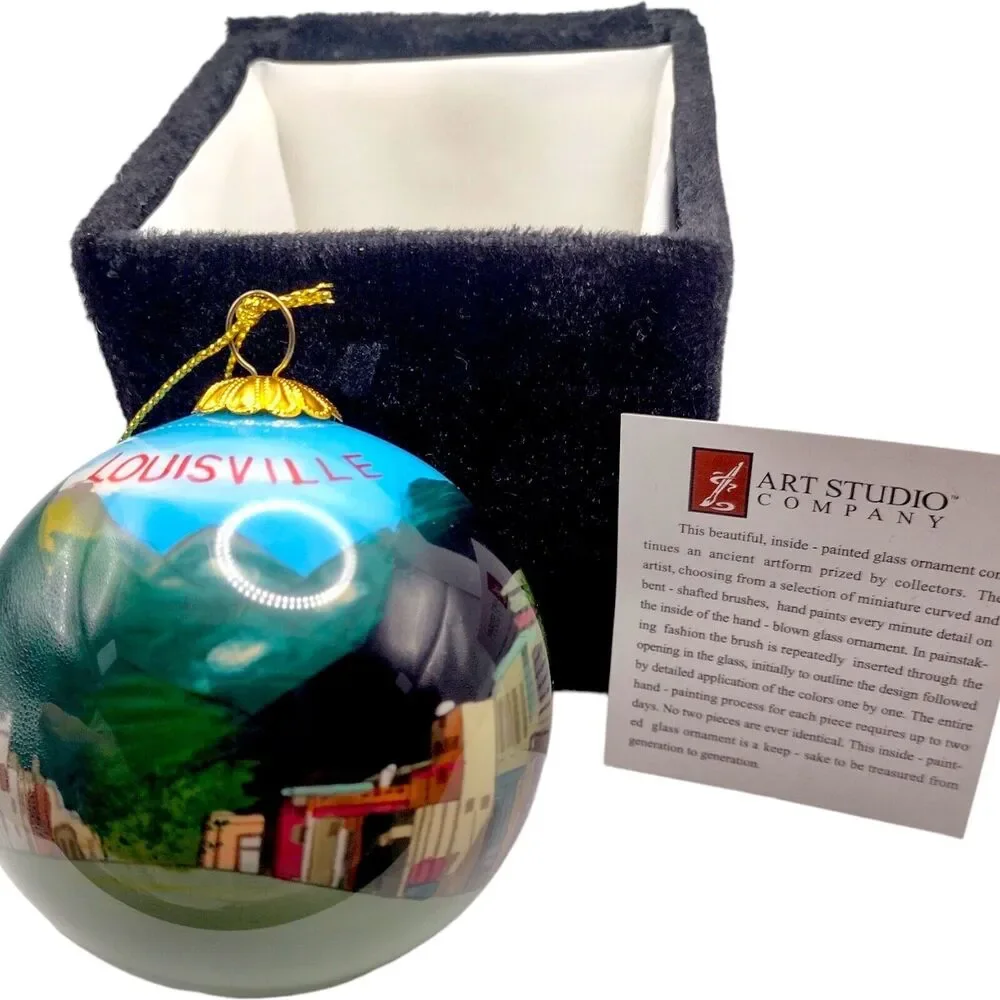 Vintage Louisville Reverse Painted Blown Glass Ball Ornament Art Studio Company - Picture 16 of 16